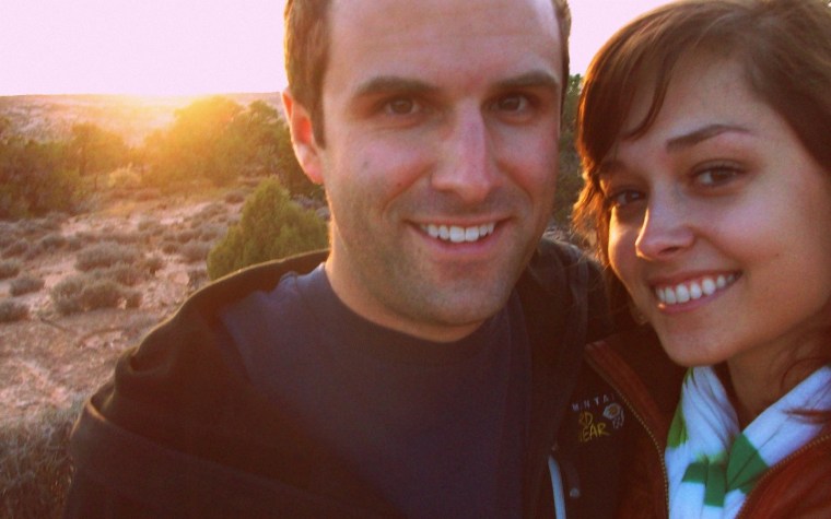 A & I on my last day at Canyonlands in 2010, watching the sunset from housing.