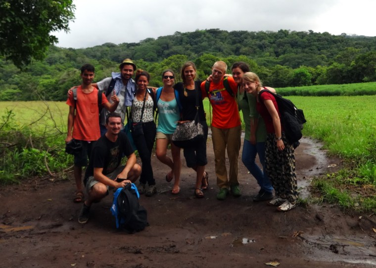 The group triumphant on our walk back to the road