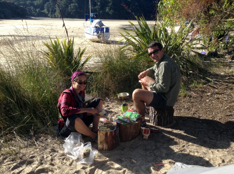 Hard at work preparing a pre-packed feast!
