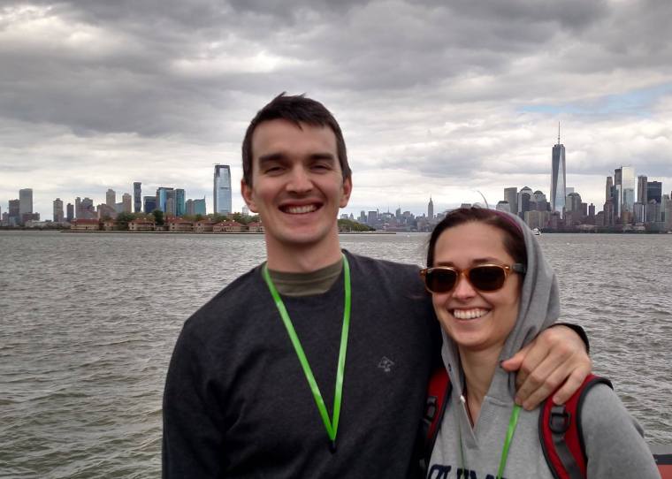 Awkwardly happy photo caught when Tom was back in New York for my graduation